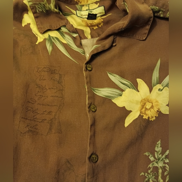 Tommy Bahama Size: L - Hawaiian Brown Florial Button Down - Picture 2 of 6